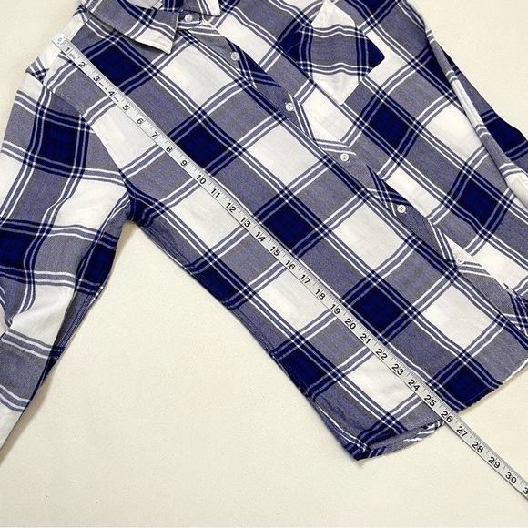 Rails plaid cobalt white button up long sleeve shirt top medium - Picture 10 of 10